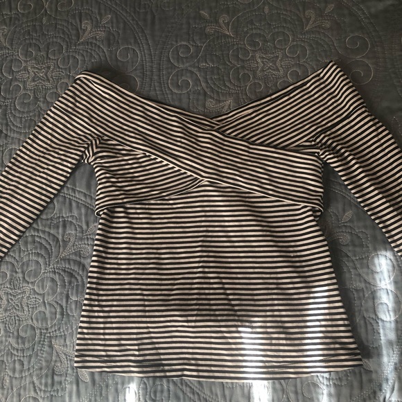 cupcakes & cashmere Tops - Striped off shoulder top